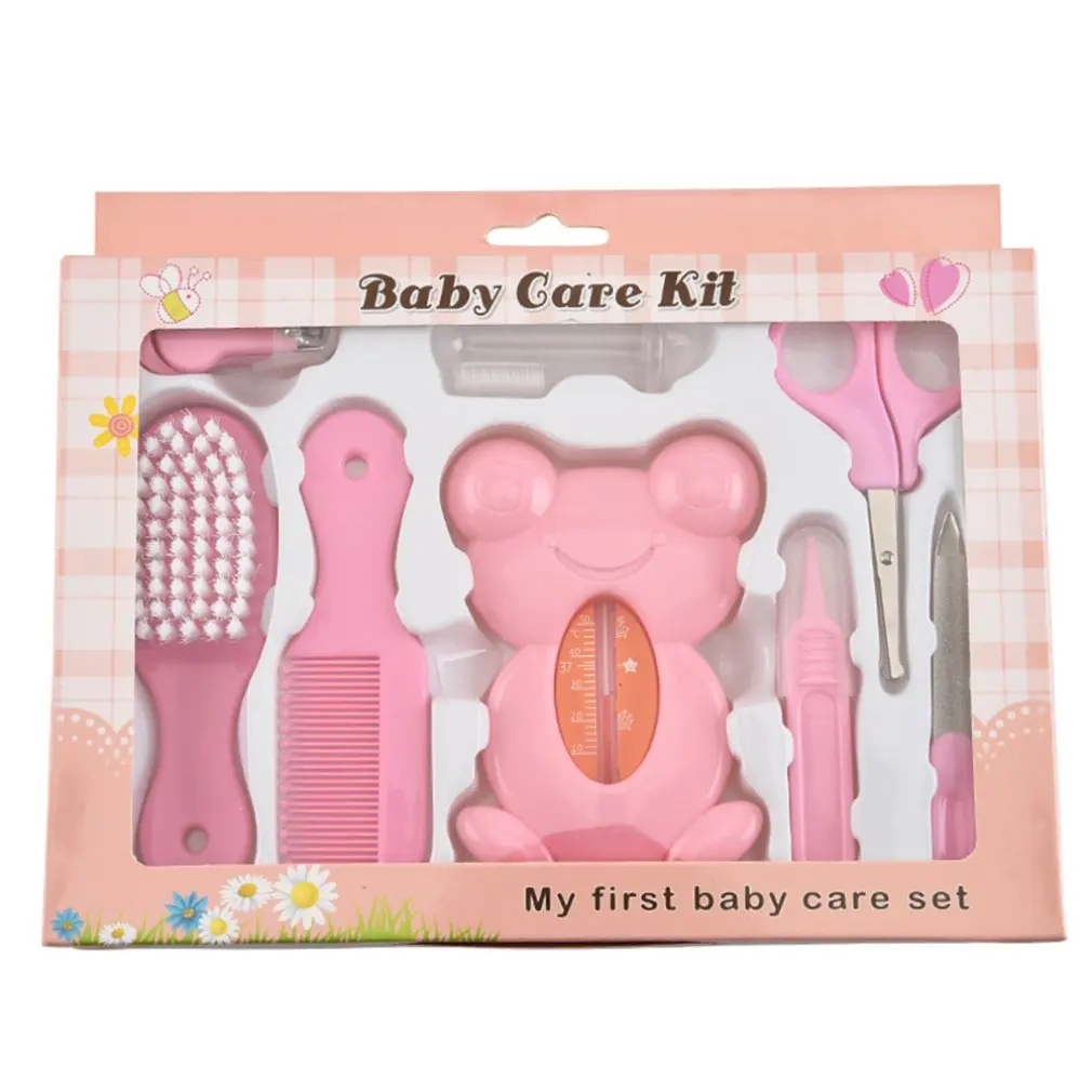 8 шт. термометр для матери и ребенка, медицинский питатель, набор для ухода за носами, детский маникюрный зажим, клипер для ногтей - Цвет: pink