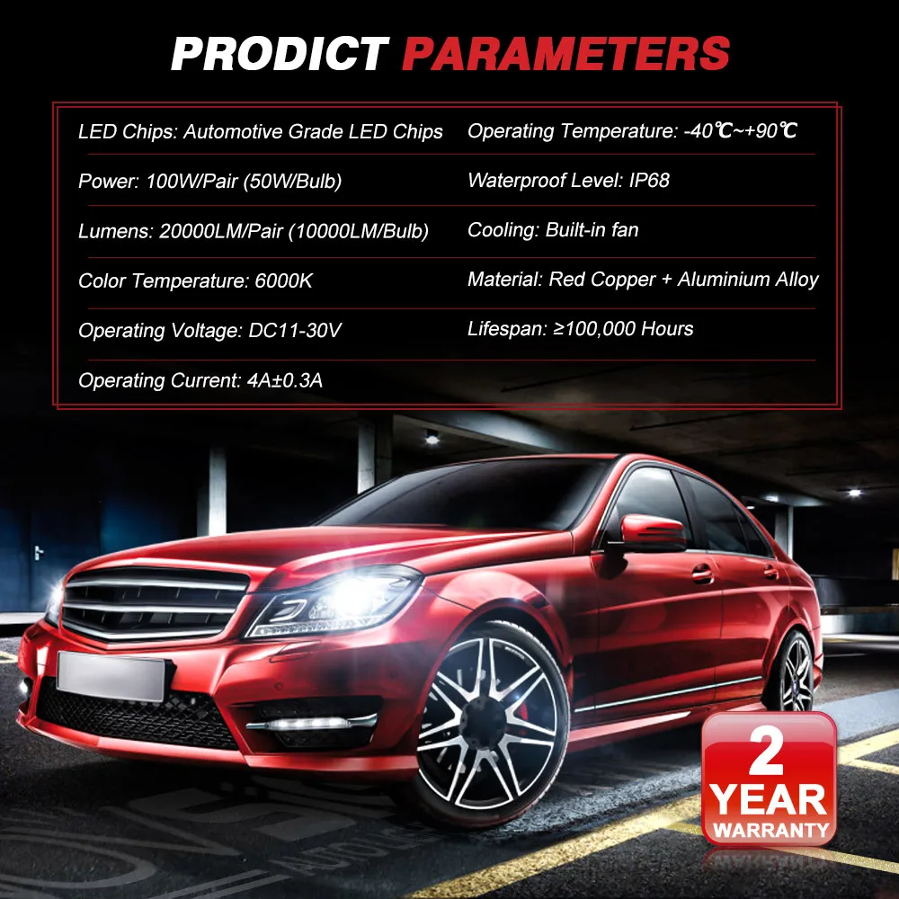 NOVSIGHT универсальные 9006 hb4 светодиодные лампы фар 12 в 6000 К h7 led h4 Автомобильный свет 100 Вт 20000LM фары h8 h11 противотуманные лампочки