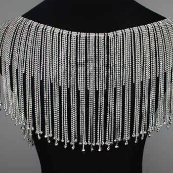 

Fashion Crystal Chain Applique For Bridal Belt Furniture Vase DIY Handmade Glitter Clear AB Glass Rhinestone Trim Tassel Fringe