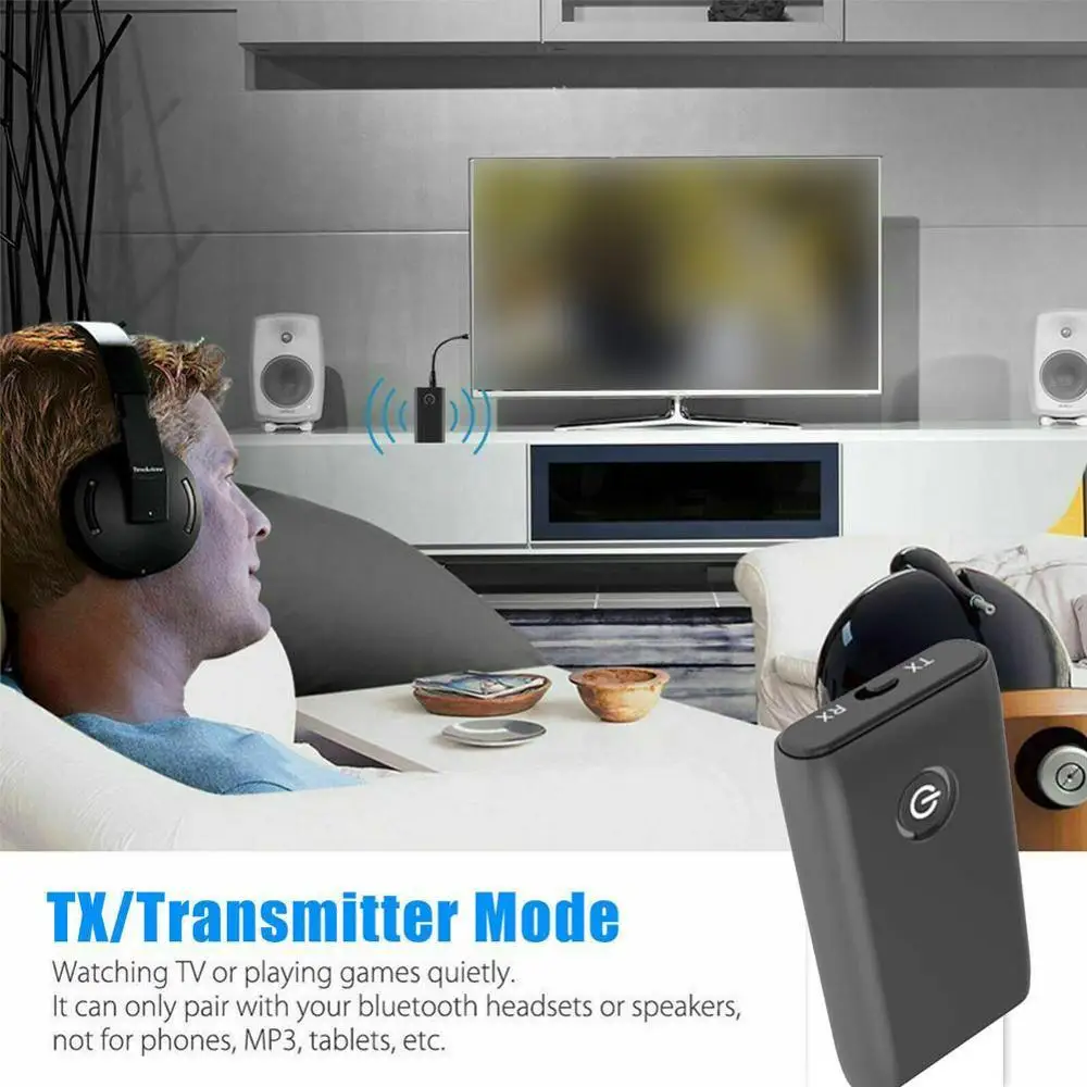 2 in 1 Bluetooth 5.0 Transmitter Receiver TV PC Car Speaker 3.5mm AUX Hifi Music Audio Adapter/Headphones Car Stereo Device