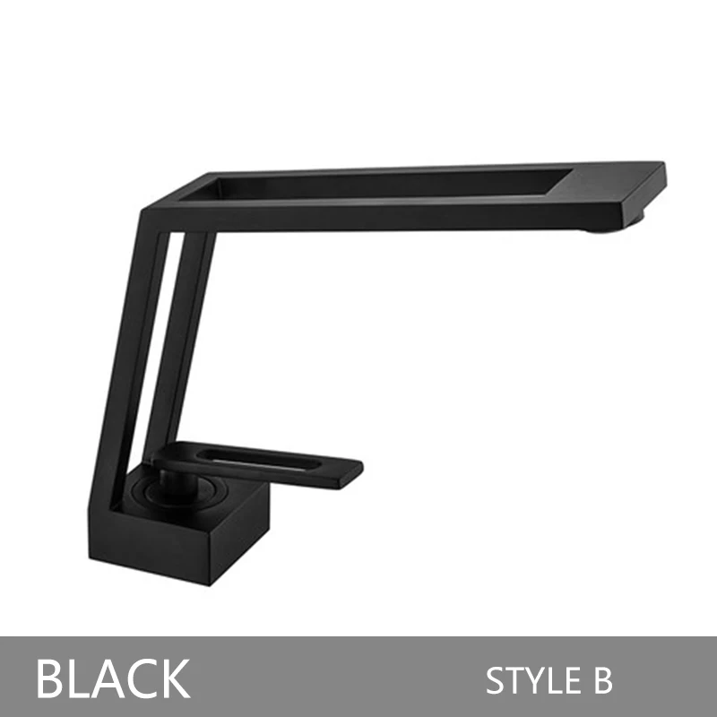 Black style 2 Матовый черный смеситель для раковины матовый золотой современный кран для умывальника полый дизайн кран для раковины ванной комнаты Смеситель для холодной и горячей воды - Цвет: Black style 2