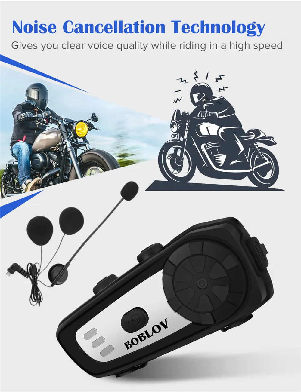 Пара BOBLOV водонепроницаемый мотоциклетный шлем Bluetooth гарнитура домофон M6 BT Moto домофон беспроводной громкой связи Встроенный FM радио