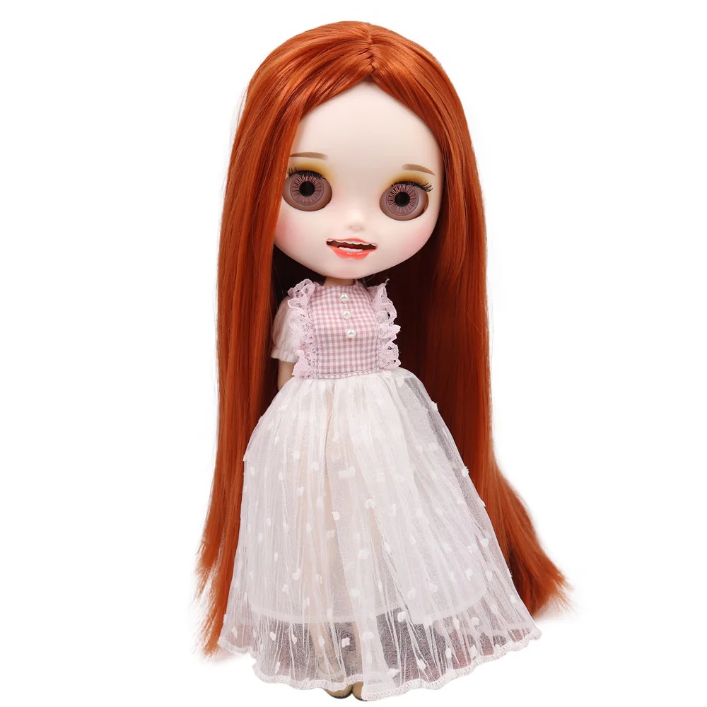 Ледяной обнаженный Blyth кукла No. BL232 Имбирные волосы резные губы открытый рот матовая индивидуальные лица сустава тела 1/6 bjd