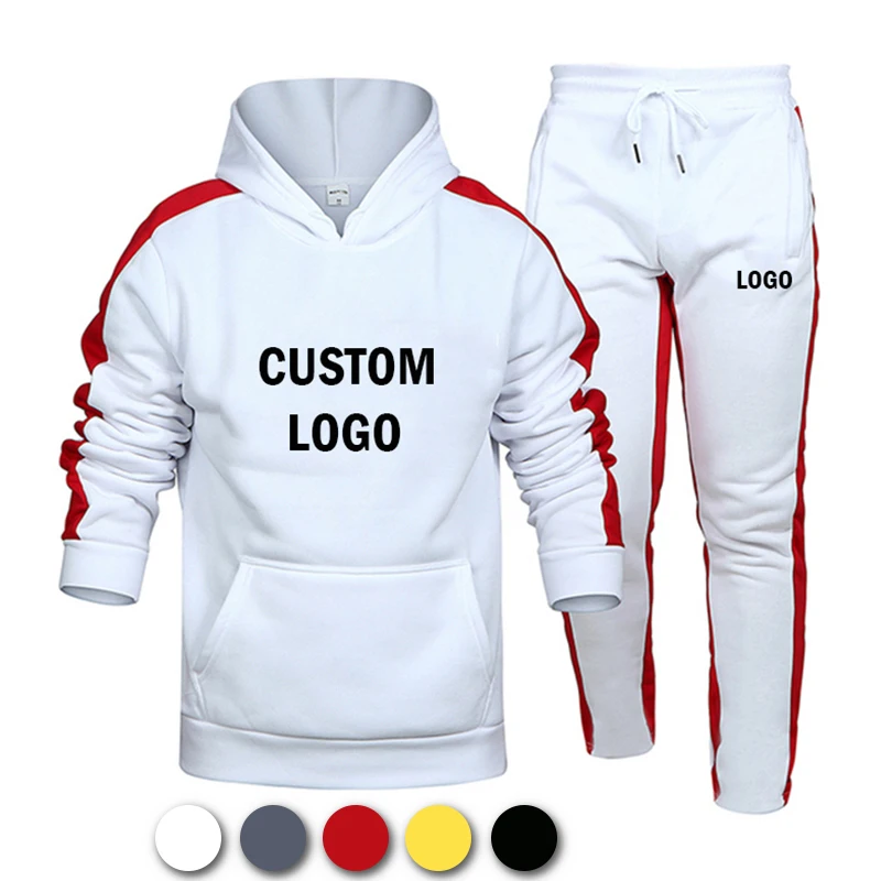 

Custom Logo Two Pieces Winter Men's Sets Hoodie+Pants Casual Tracksuit Male Sportswear Gym Jogging Plus Size S-5XL SweatSuit