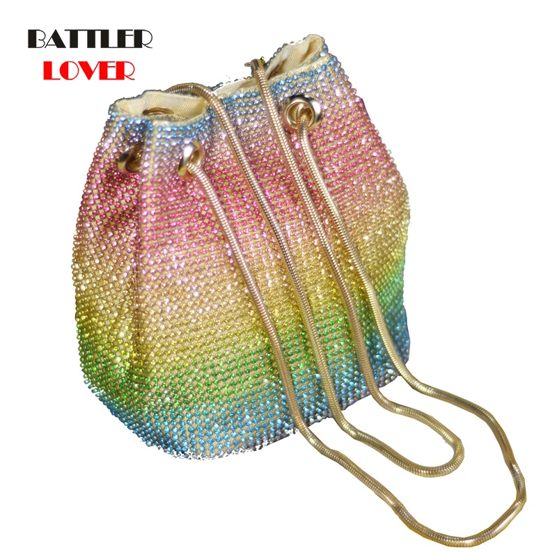 Rainbow Diamond Women Mini Chain Shoulder Purses and Handbags Crystal