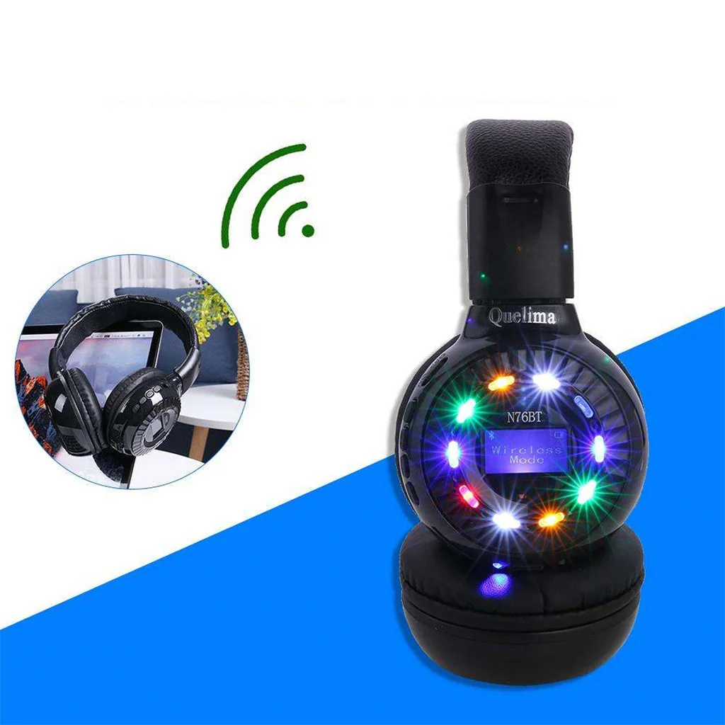 Беспроводные наушники с цветным светодиодный светильник Bluetooth Hi-Fi стерео гарнитура наушники с микрофоном для iPhone samsung Xiaomi Tablet Phone