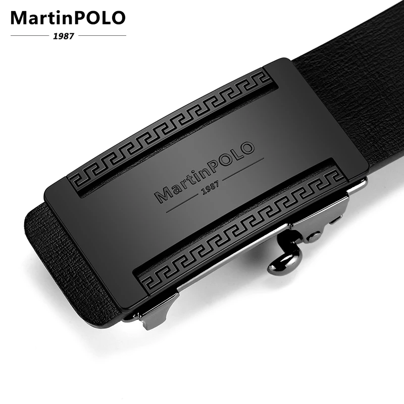MartinPOLO роскошный кожаный мужской ремень с автоматической пряжкой, ремень из натуральной кожи, фирменный пояс из воловьей кожи, ремни для мужчин MP02101P