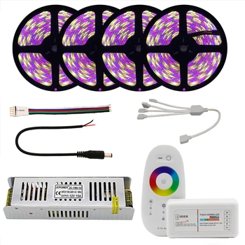 

DC12V 5050 LED Strip Waterproof RGB RGBW Led Light Flexible Tape+Touch Remote Controller +12V Power adapter Kit 20M 15M 10M 5M