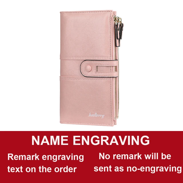 2022 Name Engrave Women Wallets Fashion Long Leather Top Quality Card Holder Classic Female Purse  Zipper Brand Wallet For Women Pink Name
