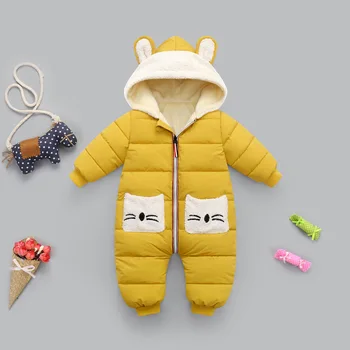 

2020 Winter Baby Boys Snowsuit Waterproof Plus Velvet Thick Warm Newborn Rompers Toddler Snow Suit Baby Girl Jumpsuit
