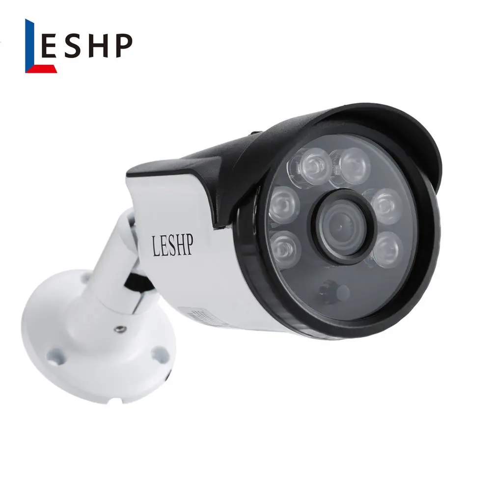 LESHP 960P HD Wired Outdoor IP66 Waterproof 1.3MP Camera 6 PCS Array Lights Support Built-in TF Card 8G Motion Detection