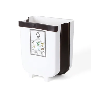 

Wall Mounted Folding Waste Bin Kitchen Cabinet Door Hanging Trash Bin Garbage Car Trash 5L Can Wall Mounted Foldable Cleaning