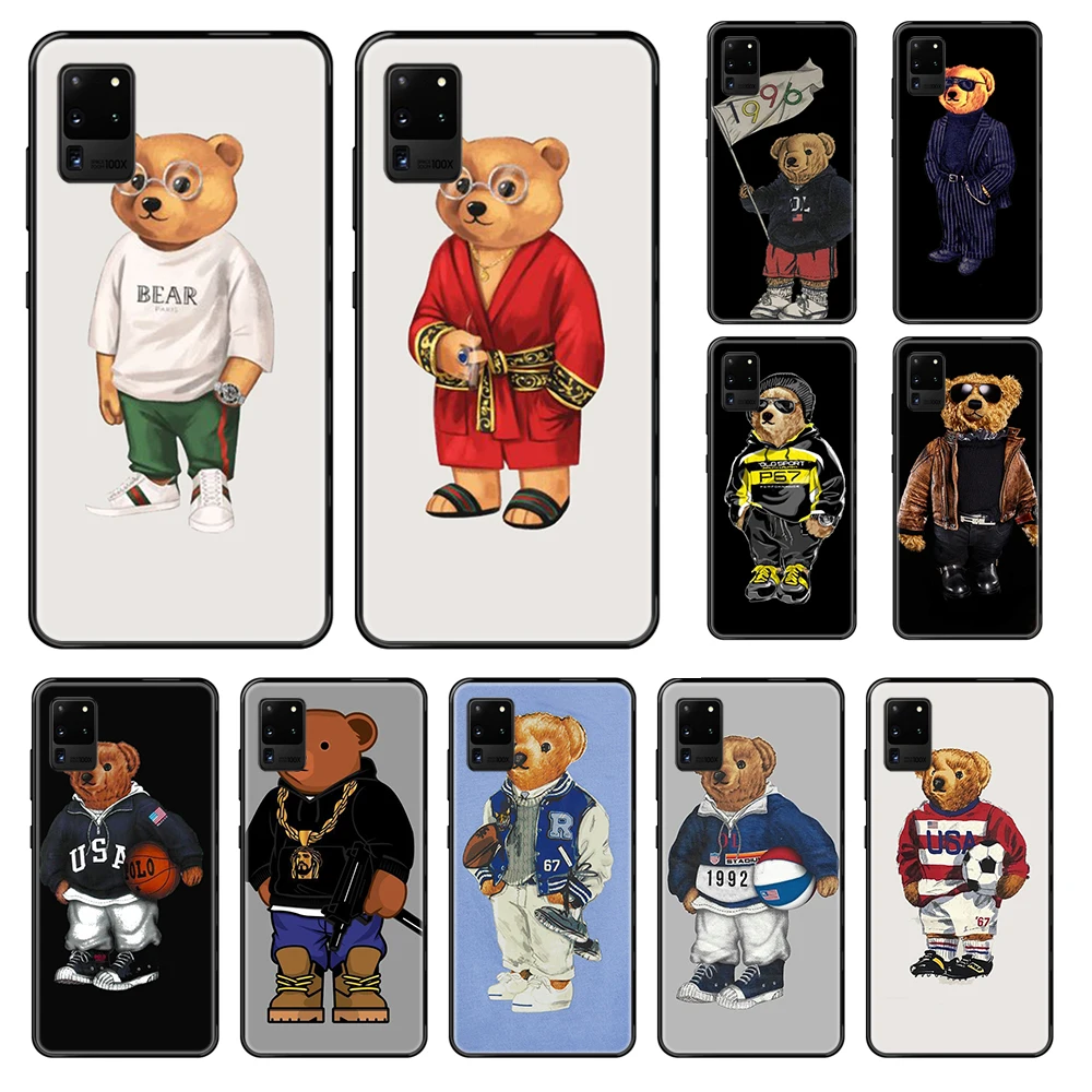 

Germany luxury brand bear soft luxury prime waterproof black Phone case For Samsung Galaxy S 3 4 5 6 7 8 9 10 Plus Lite Edge