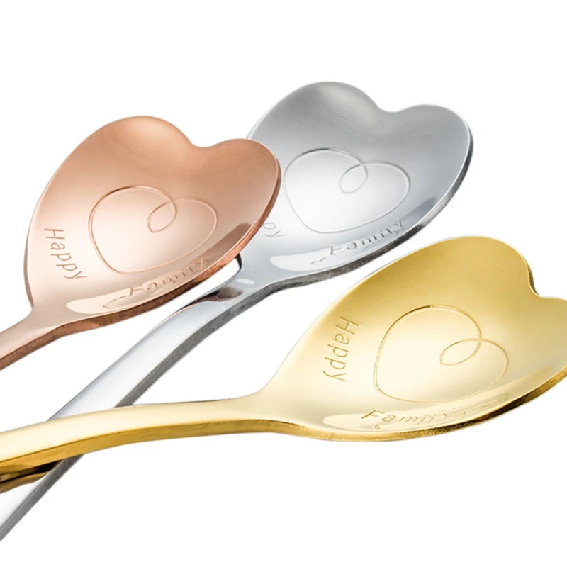 Heart Shape Stirring Small Coffee Spoon Stainless Steel Small Coffee Spoons Gold Tableware Cutlery Unique Gold Dessert Spoon