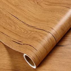 Self-Adhesive PVC Waterproof Modern Wood Grain Wallpaper Rolls Kitchen Stickers Furniture Wardrobe Table Wall Papers Home Decor