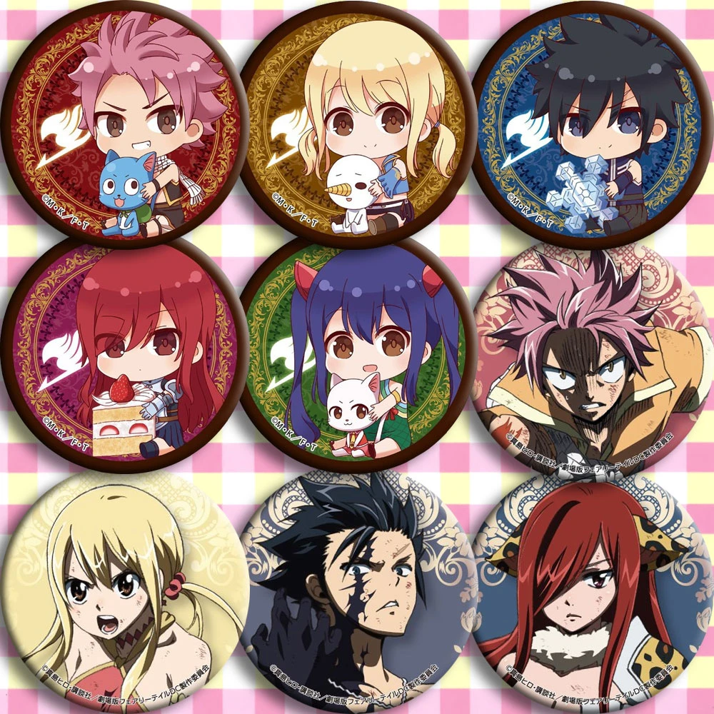 Brdwn Fairy Tail Natsu Lucy Erza Scarlet Gray Fullbuster Elfman Strauss Wendy Marvell Laxus Dreyar Gajeel Redfox Cosplay Badge Aliexpress