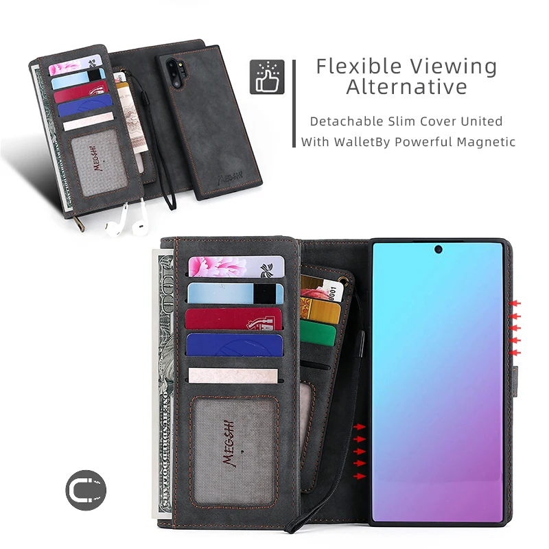 MEGSHI для Sansung Galaxy Note 10 Plus 9 8 S7 Brieftasche Fall 2 в 1 Abnehmbare Leder флип-чехол Magnetische Fall для A50 S105G