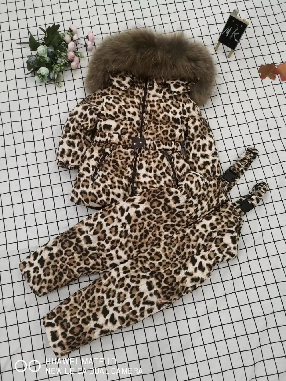 Real fur Winter Jacket child jackets children jumpsuit snow suit girl flower down romper ski suits outerwear