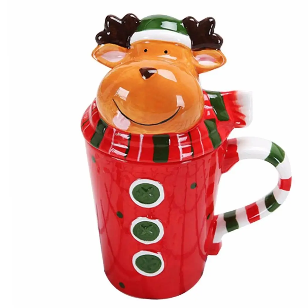 Durable Portable Cute Print Ceramics Mug With Lid, Not With Lid Cup Home 301-400ml Drinking Home, Office Cup
