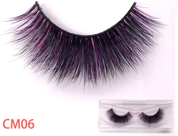 CM06 New color 3D luxury mink lashes wholesale natural long individual thick fluffy colorful false eyelashes Makeup Extension Tools - Цвет: CM06
