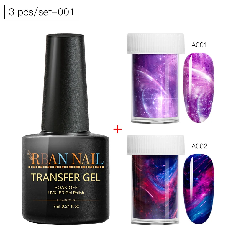 RBAN NAIL 7 мл переводные наклейки из фольги для ногтей, гелевый набор, клейкие обертывания для дизайна ногтей, звездное небо, гелевые слайдеры, сделай сам, маникюр - Цвет: HHZH07555