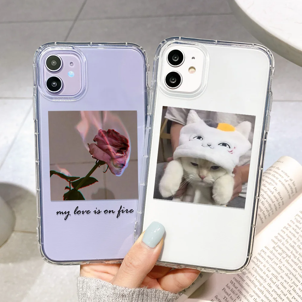 Lovely Cat Silicone Case For iPhone 11 Cases Transparent Cover On iPhone11 12 Pro Max 7 8 XR XS X 6 6S Plus SE 2020 Cases Funda