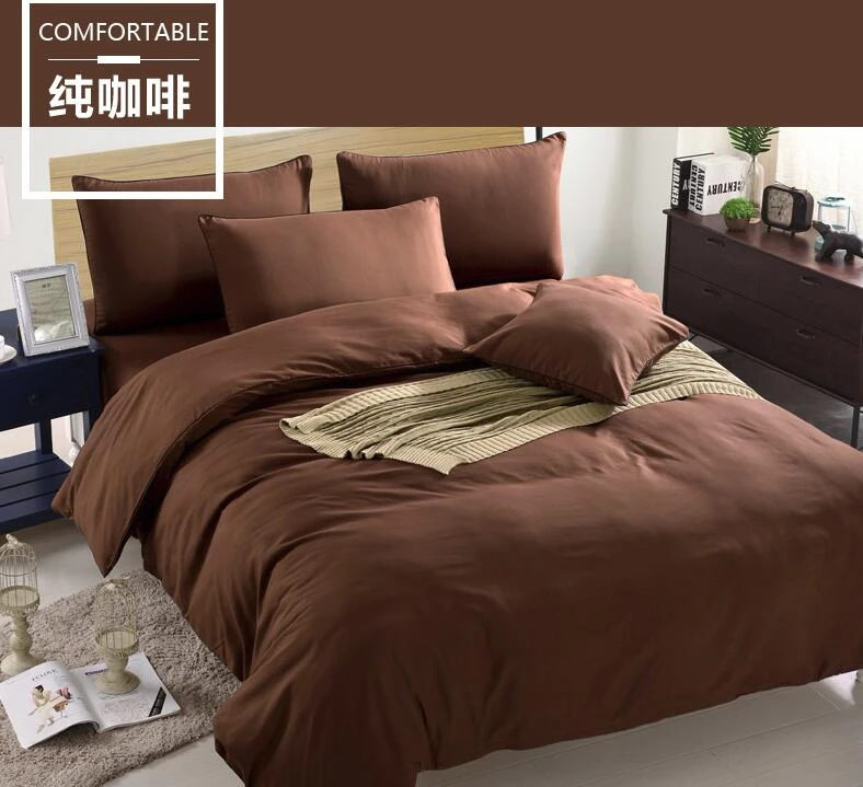 

Best Seller 2019 Simple Style Bedding Article 4pcs Free Shipping Solid Color Bedding Set Quilt Cover Queen King Bed Home Textile