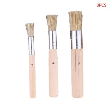 

3pcs/set Watercolor Oil Painting Stencil Brush Different Size Wooden Handle Kids Student Professional Art Supplies