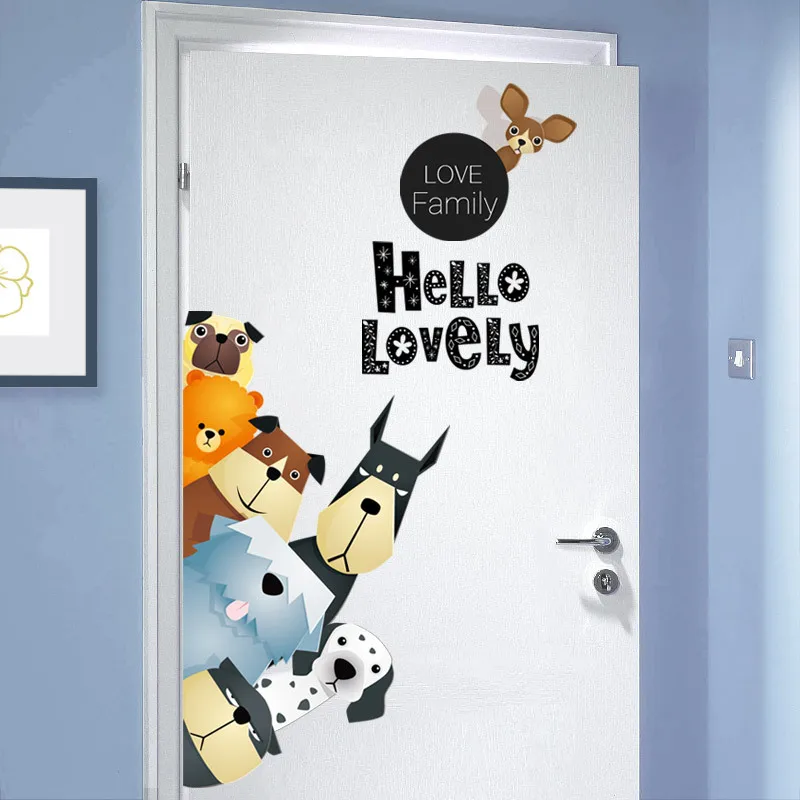 DIY Children Mural Decals Cartoon Animals Wall Stickers for Kids Rooms Baby Bedroom Wardrobe Door Decoration