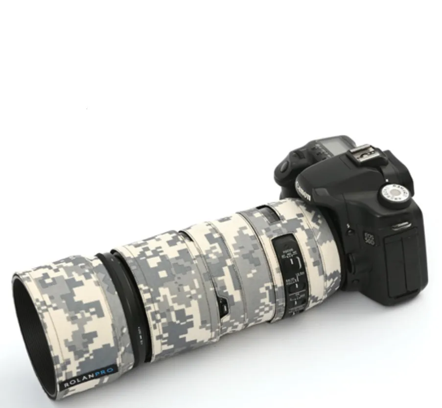Линзы rolanpro одежда камуфляж пальто дождевик для Sigma 100-400 мм F5-6.3 OS HSM современный объектив защитный чехол для DSLR - Цвет: Gray Camouflage
