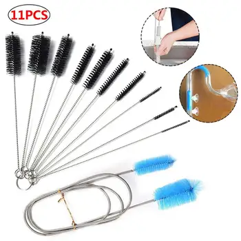 

11 Pcs Drain Brush Set Stainless Steel Hose Cleaner Brushes Tools For Home Kitchen Drain Tube Aquarium Water Filter Pipe Latest