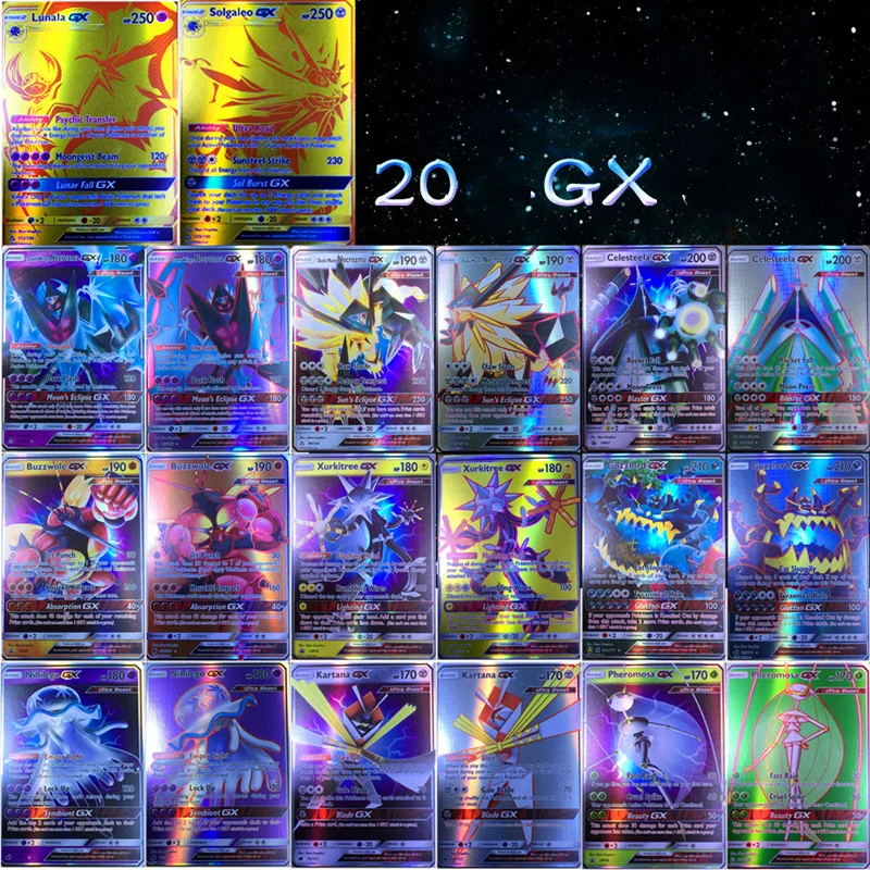 20pcs GX Animals non repeat Shining Cards Game Battle Carte Trading Children Pokemon card Toy - Цвет: 20pcs GX Shou