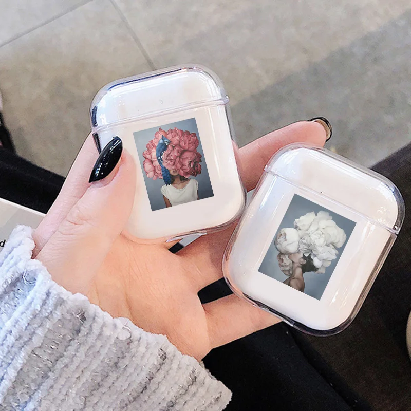Модный жесткий чехол для Apple Airpods с цветочным рисунком, прозрачный защитный чехол для наушников с Bluetooth, чехол для Air pods 2, чехол