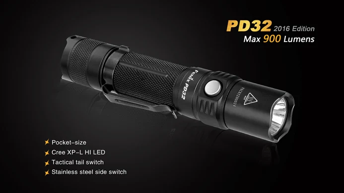 Fenix PD32 Cree XP-L HI светодиодный 900lms 18650 карманный тактический фонарик Фонарь