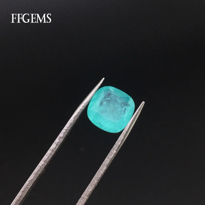 FFGems Brazilian Paraiba Tourmaline Loose Gemstone Created Stone Cushion Cut for Women Silver or Gold Mounting Diy Jewelry FFGems Brazilian Paraiba Tourmaline Loose Gemstone Created Stone Cushion Cut for Women Silver or Gold Mounting Diy Jewelry