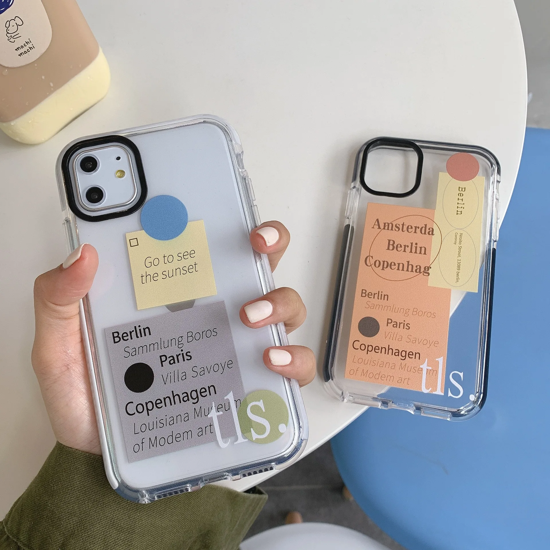 

For iPhone 11 Phone Case Letters Geometric Label For iPhone 11Pro Max SE 2020 X XS Max XR 8 7 Plus Case Transpare TPU Back Cover
