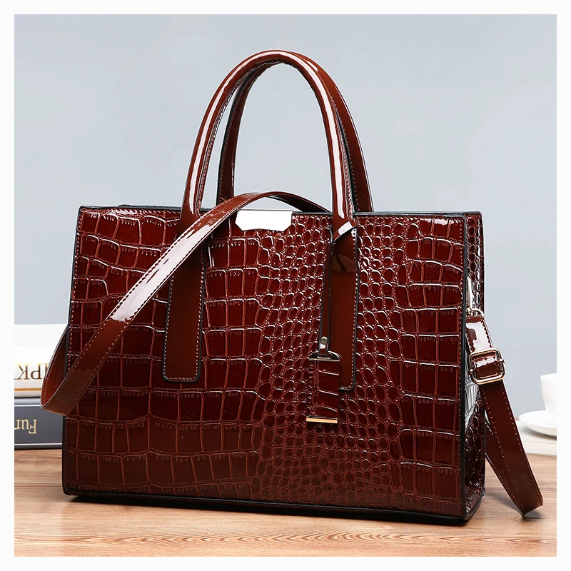 Guarder Новая роскошная женская сумка брендовая винтажная сумка с узором «крокодиловая кожа» лакированная кожаная сумка для женщин Классическая сумка на плечо GUA0062