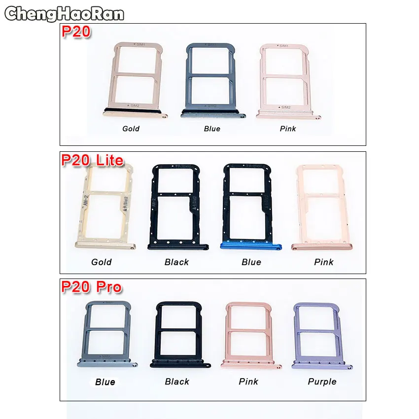 

ChengHaoRan For Huawei P20/P20 Pro/P20 Lite Nova 3E SIM Card Tray Holder Slot Adapter Socket Dual SIM Replacement Parts