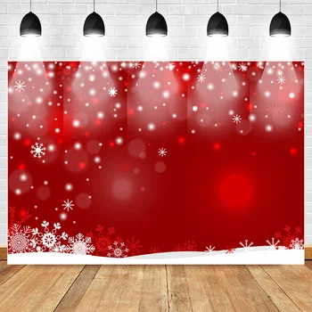 

Neoback Christmas Backdrop Red Winter Snowflake Photo Studio Background Red Christmas Party Bokeh Photography Backdrop