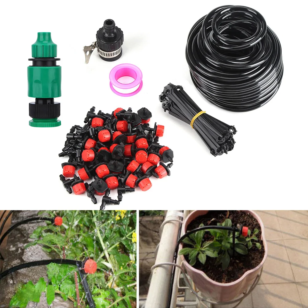 25 м DIY микро капельного орошения системы капельницы завод самостоятельно шланг для полива сада комплект с регулируемыми капельницами