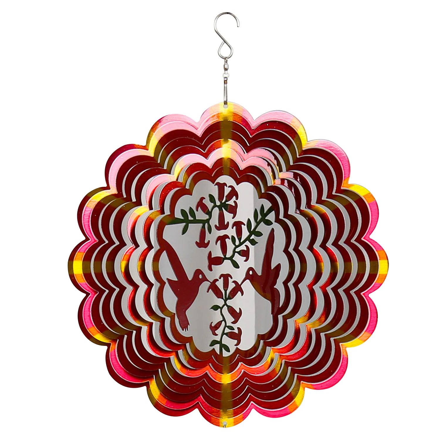 Cute Wind Spinner with S Hook Christmas Decoration Hanging Ornament Home Decoration Accessories Colorful Metal Swivel Wind Chime