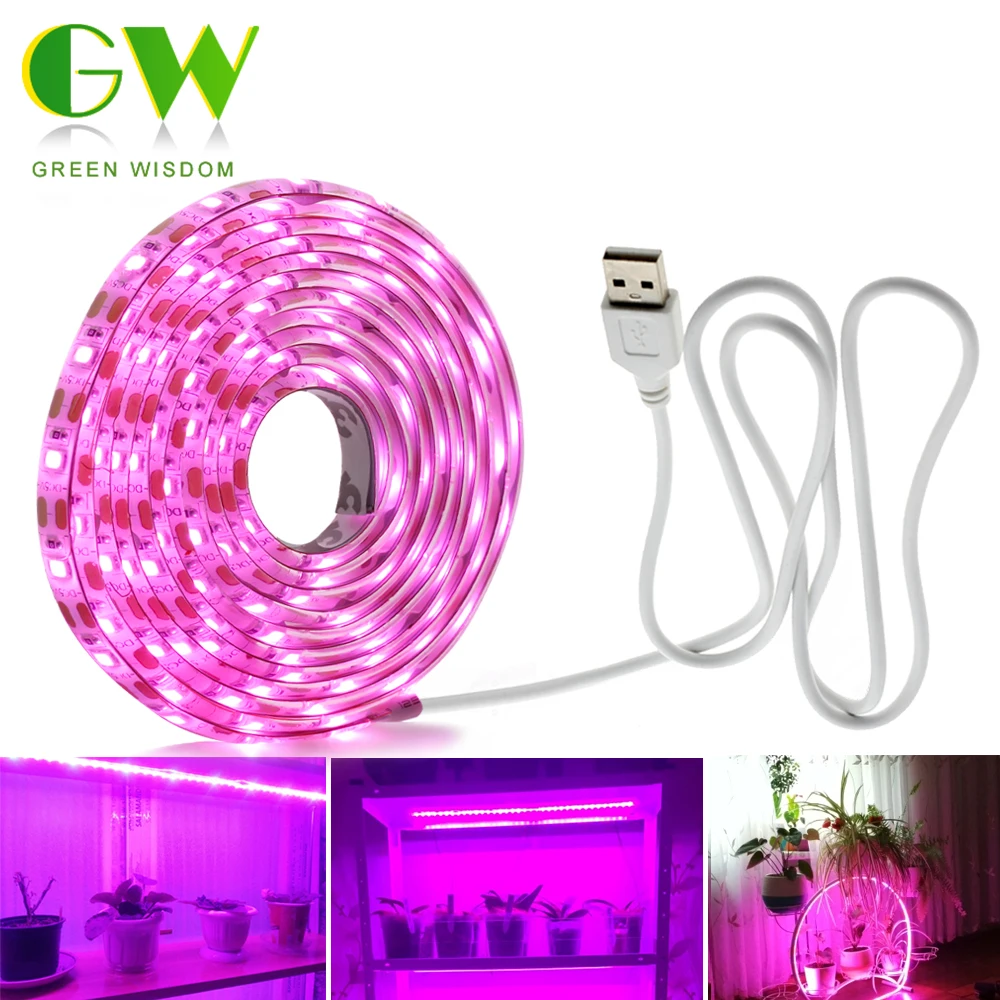 LED Grow Light Full Spectrum USB Grow Light Strip 0.5m 1m 2m 2835 Chip LED Phyto Lamp for Plants Flowers Greenhouse Hydroponic