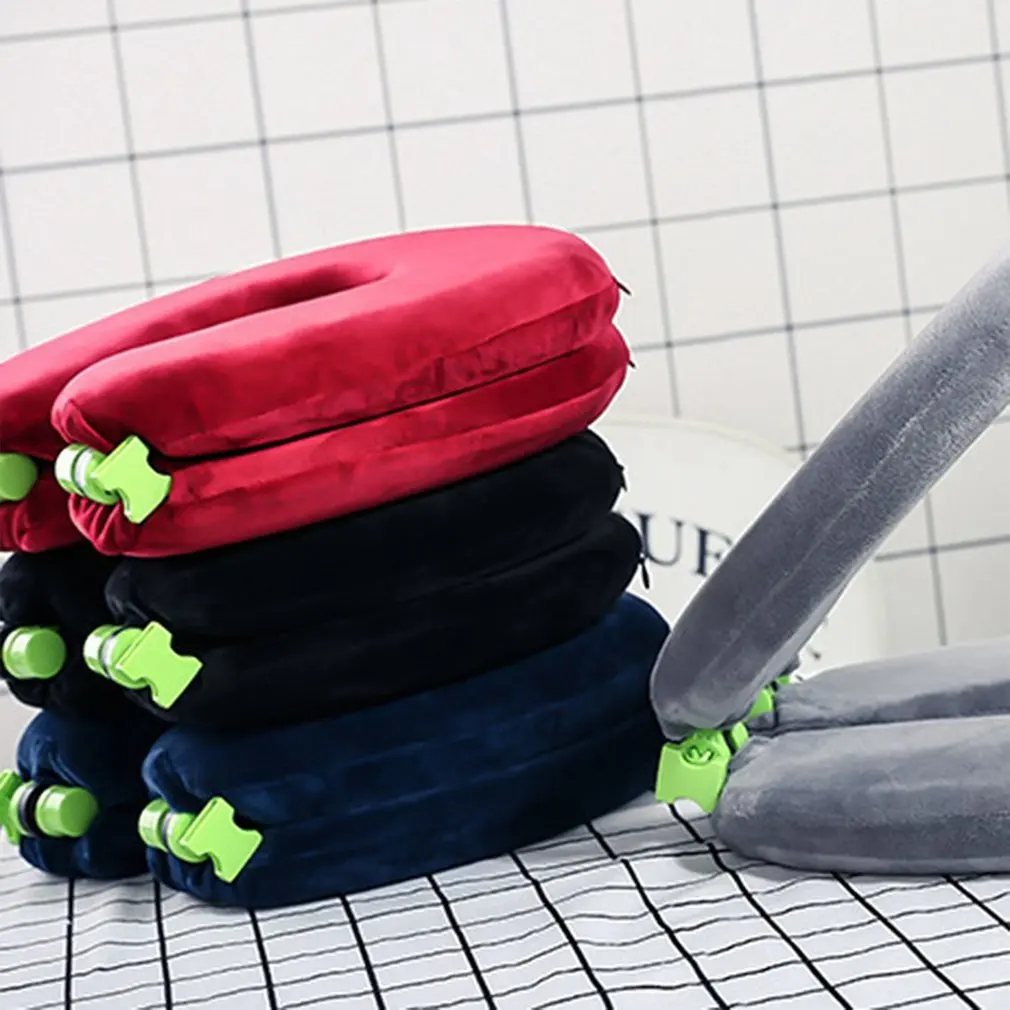 Multi-Function Folding U-Shape Travel Pillow for Airplane Inflatable Neck Pillow 4Colors Comfortable Pillows for Sleep Textile