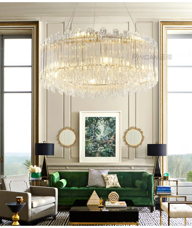 Postmodern crystal lamp living room dining room chandelier round light luxury creative personality glass home lighting