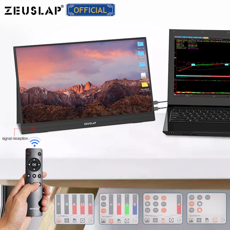Zeuslap ultrathin 15.6inch 1080p/touch for options usb c HDMI-Compatible ips screen portable gaming monitor for switch ps4
