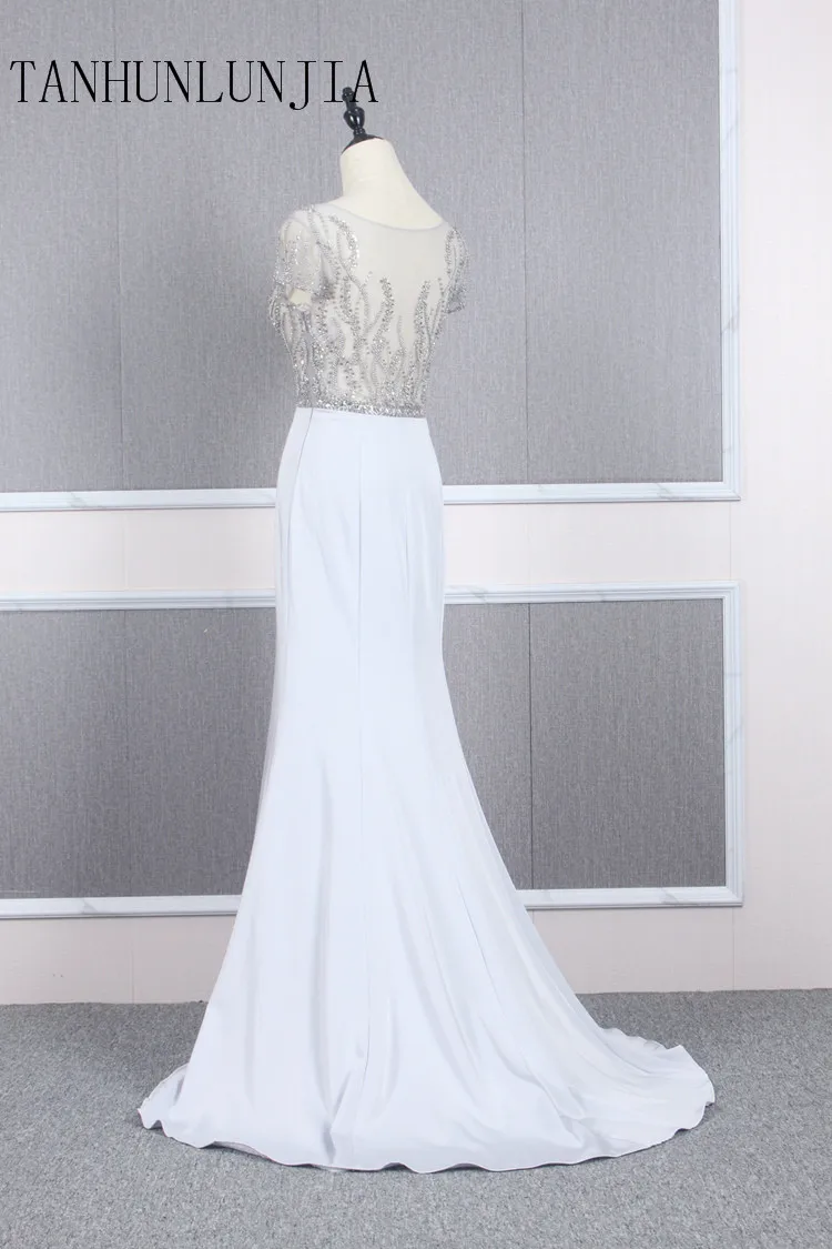 Свадебное платье Русалка с рукавами Vestidos de novia винтажное расшитое бисером свадебное платье с круглым вырезом Свадебные платья без спинки