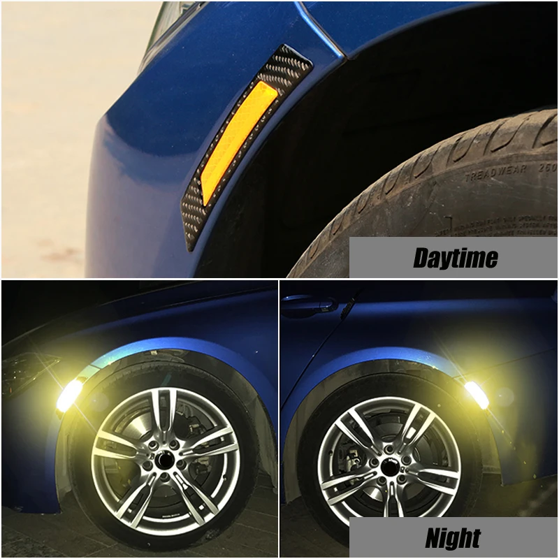

2x Safety Warning Light Reflector Protective Sticker Night Luminous Reflective Strip For Audi A4 B6 B7 B8 A3 8P Q3