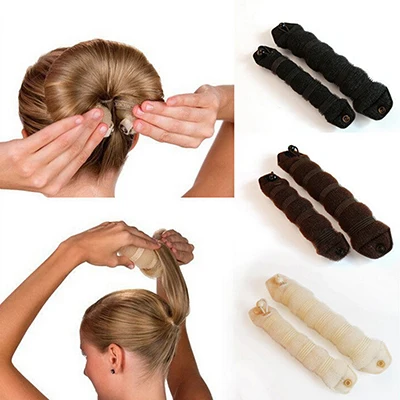 2pcs Women Hair Styling Former Magic Sponge Bun Maker Donut Ring Shaper Foam Braider Tool For Girl