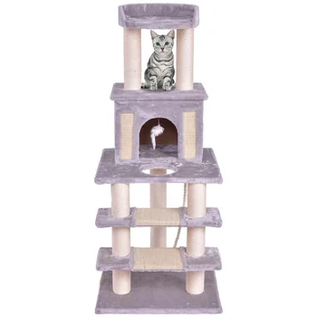 

Pet Cat Climbing Tree With Ladder Play House Tower Condo Bed Cats Scratching Posts Kitten Wood Cat Furniture Supplies PS7010