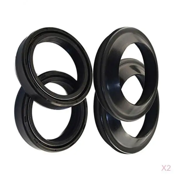 8pcs Rubber Front Fork Shock Oil Seal and Dust Seal Set 41mm x 54mm x 11mm for Yamaha XVS650 V Star Custom 1998-2008